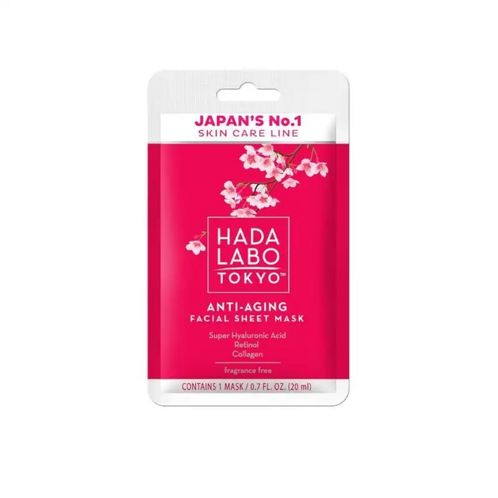 HADA LABO TOKYO JAPAN'S N°1 SKIN CARE LINE MASQUE TISSUS ANTI-AGE VISAGE SUPER HYALURONIC ACID COLLAGEN RETINOL 20ML